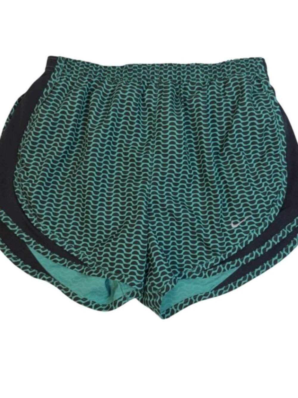 Nike Dri-Fit Tempo Womens Green Black Patterned Athletic Running Shorts Sz Small